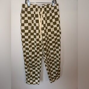 Urban Outfitters Green and Cream Checkered Joggers